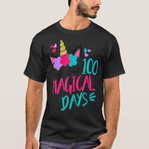 Camiseta Crianças 100 Dias Mágicos De Unicórnio Escolar 100