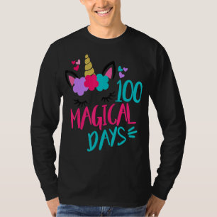 Camiseta Crianças 100 Dias Mágicos De Unicórnio Escolar 100