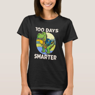 Camiseta Crianças 100 dias mais espertas, dino bonito Feliz