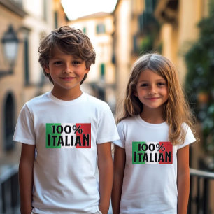 Camiseta Crianças 100% Italianas - Orgulho de Herança