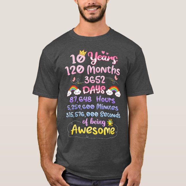 Camiseta Crianças 10 Anos 120 Meses De Engraçado (Frente)
