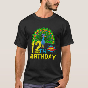 Camiseta Crianças, 12 de Aniversário, Pavão de 12 anos