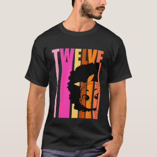Camiseta Crianças 12 Hoje Menina Negra Rainha Retro 12 Afro