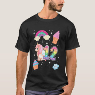 Camiseta Crianças 12 Magical Poppin Birthday Unicorn Popula