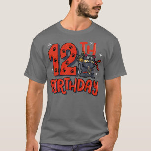 Camiseta Crianças 12 Ninja Birthday Boy 12 Anos Samurai B