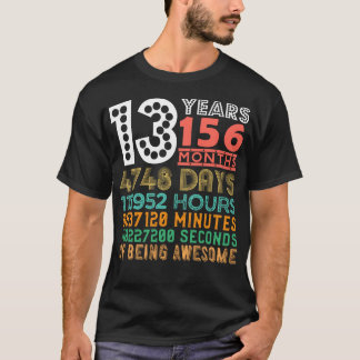 Camiseta Crianças 13 Aniversário De 13 Anos 156 Meses De Be