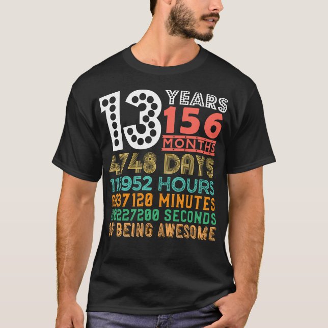 Camiseta Crianças 13 Aniversário De 13 Anos 156 Meses De Be (Frente)