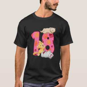 Camiseta Crianças 18º Aniversário Gatinhos Balões Gatos