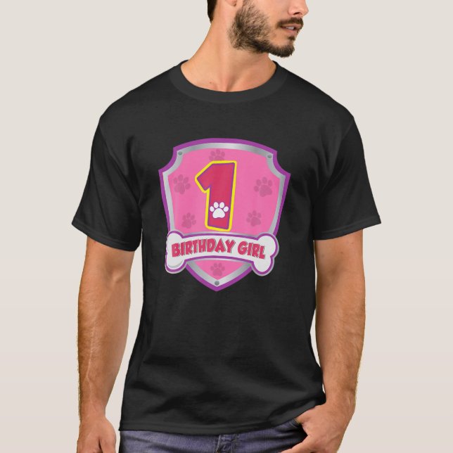 Camiseta Crianças 1 ano Festa de Patrulha do primeiro anive (Frente)