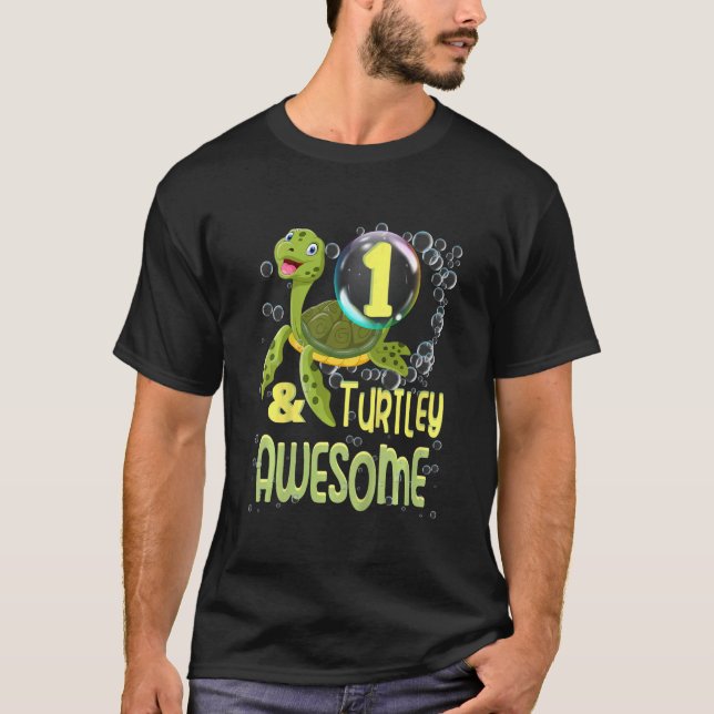 Camiseta Crianças 1 E Turtley Incríveis Répteis 1 Ano Crian (Frente)