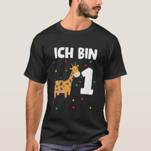 Camiseta Crianças 1 girafa giratória de aniversário - 1 ano