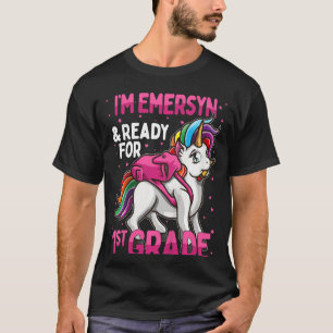 Camiseta Crianças 1rua Grader Unicorn Eu sou Emersyn e esto