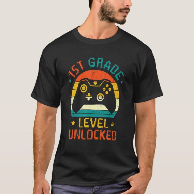 Camiseta Crianças 1rua Nível de Vídeo Desbloqueado Gamer Vo (Frente)