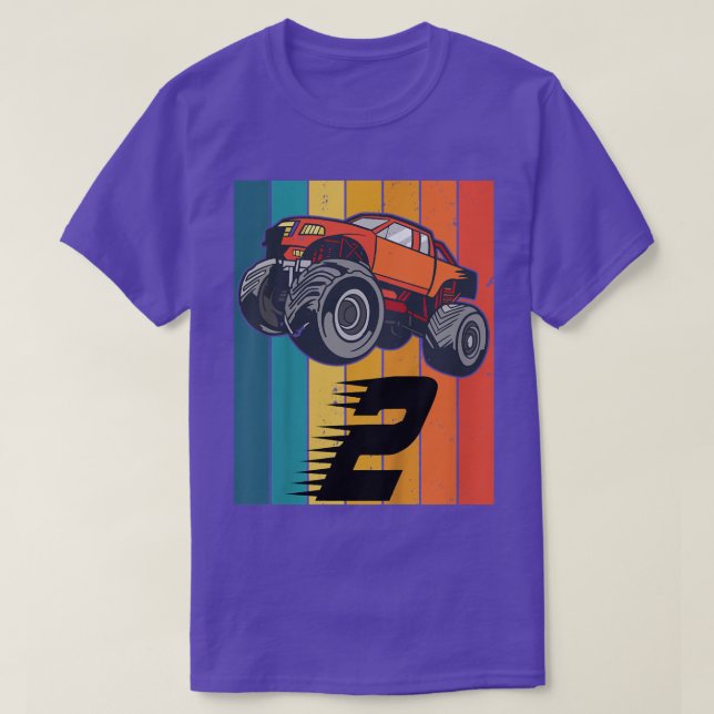 Camiseta Crianças: 2 anos de aniversário de carro monstro (Frente do Design)