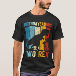 Camiseta Crianças 2 Rex 2 Anos Dinossauro de Aniversário T