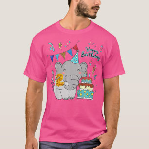Camiseta Crianças 2rua Feliz Aniversário Design Fo Elefante
