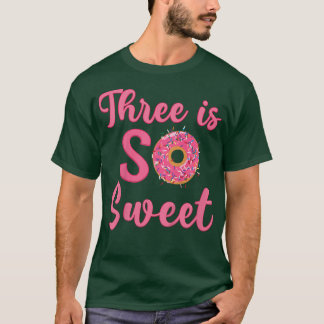 Camiseta Crianças 3ª Festa de aniversário Rosquinha Doce de