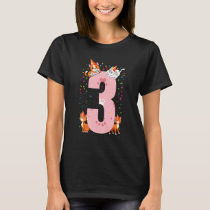 Camiseta Crianças 3º Gato Celebrador de Aniversário de 3 An