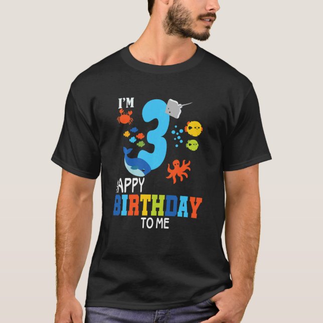 Camiseta Crianças 3 3 anos 3 anos 3 anos Feliz Aniversário  (Frente)