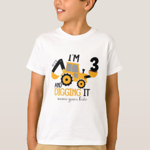 Camiseta Crianças 3 anos de aniversário de 3 anos de Constr