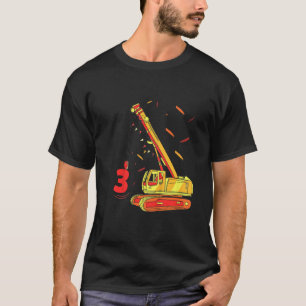 Camiseta Crianças 3 Escavador De Aniversário E Garoto De 3