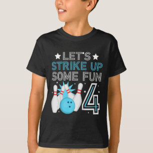 Camiseta Crianças 4ª Boliche de aniversário Garoto de 4 ano