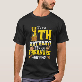 Camiseta Crianças 4ª Citação Pirata de Aniversário por 4 an