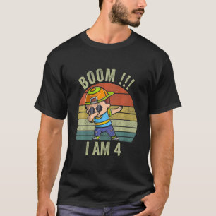 Camiseta Crianças 4º Aniversário Boom Iu2019m 4 Anos