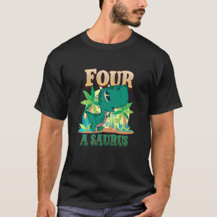 Camiseta Crianças 4º aniversário Brito Dinossauro Rex 4 Yea