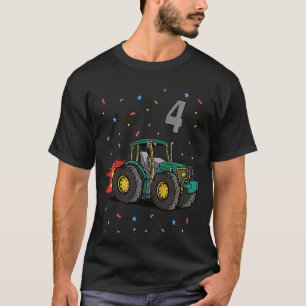 Camiseta Crianças: 4º Aniversário Digger de Trator Menino d