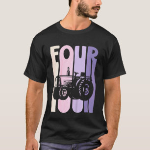 Camiseta Crianças 4º Aniversário Farmador de Tema de Trator
