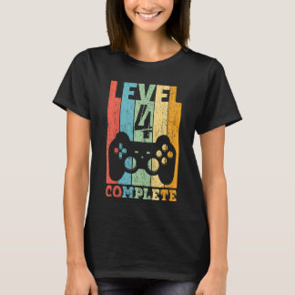 Camiseta Crianças 4º Aniversário Garota Nível 4 Anos Presen