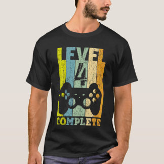 Camiseta Crianças 4º Aniversário Garota Nível 4 Anos Presen