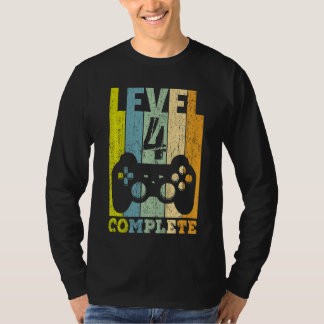 Camiseta Crianças 4º Aniversário Garota Nível 4 Anos Presen