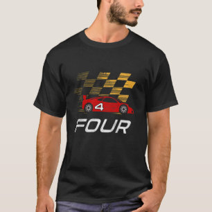 Camiseta Crianças 4º Aniversário Race Car Shirt Dom I Engra