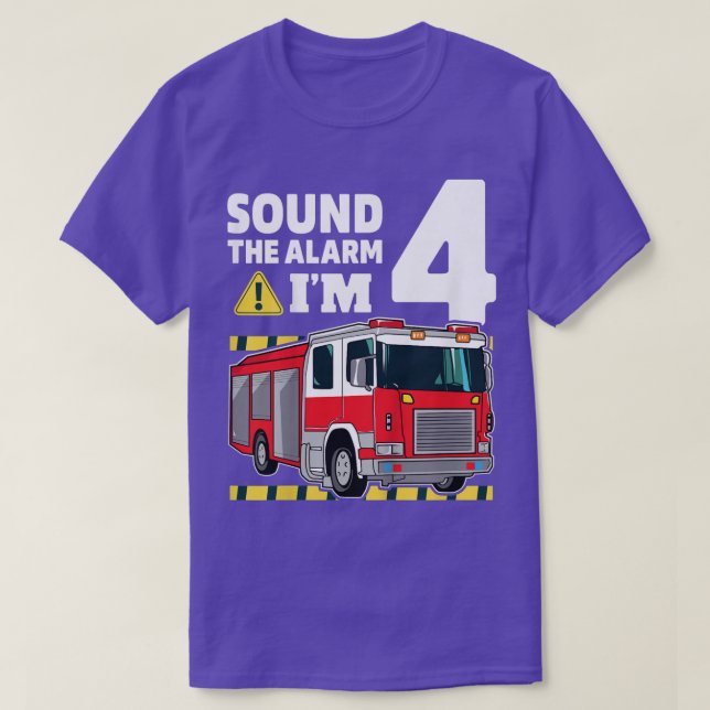 Camiseta Crianças: 4º Aniversário, Rapaz de Fogo, 4 Quatros (Frente do Design)