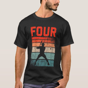 Camiseta Crianças 4º Aniversário Retro Baseball de 4 anos G