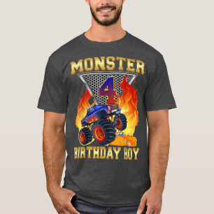 Camiseta Crianças: 4º Monstro de Aniversário de Caminhão