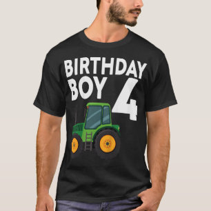 Camiseta Crianças 4º Trator de Fazenda de Aniversário 4º Pa