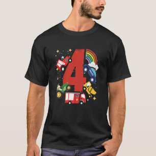 Camiseta Crianças 4. º aniversário 4 anos com caminhão de b