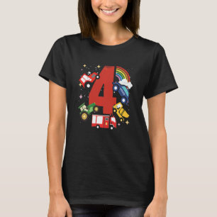 Camiseta Crianças 4. º aniversário 4 anos com caminhão de b