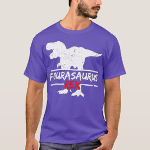 Camiseta Crianças 4. º aniversário Dinossauro I Engraçado F