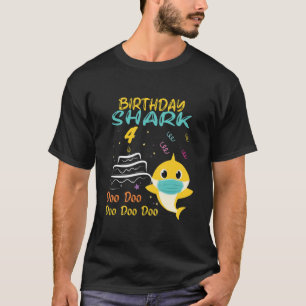 Camiseta Crianças: 4.º Aniversário Tubarão De 4 Anos Em Qua
