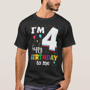 Camiseta Crianças 4 4 anos 4 anos 4 anos Feliz Aniversário