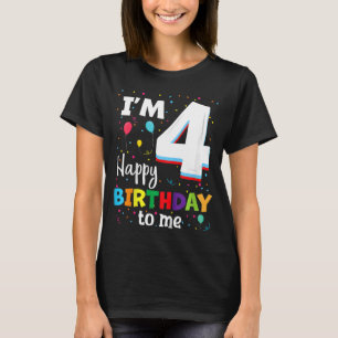 Camiseta Crianças 4 4 anos 4 anos 4 anos Feliz Aniversário