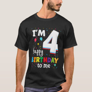Camiseta Crianças 4 4 anos 4 anos 4 anos Feliz Aniversário