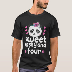 Camiseta Crianças 4 Aniversário Doce Sassy E Sete Unicórnio