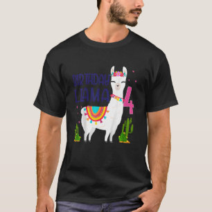 Camiseta Crianças 4 anos Festa de aniversário do Llama 4 an