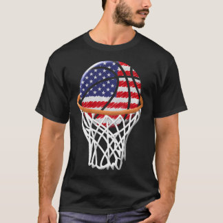 Camiseta Crianças 4 De Julho De Basquete Eua Bandeiras Cria