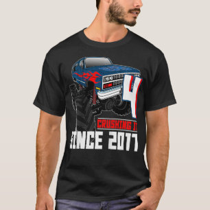 Camiseta Crianças 4 Esmagando Desde 2017 Monster Truck 4th